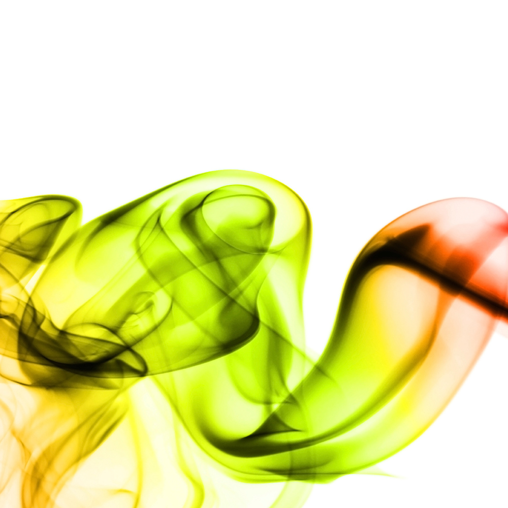 A graphic of multicolored curls of smoke